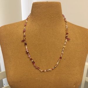 Handmade Pink and Maroon Beaded Necklace